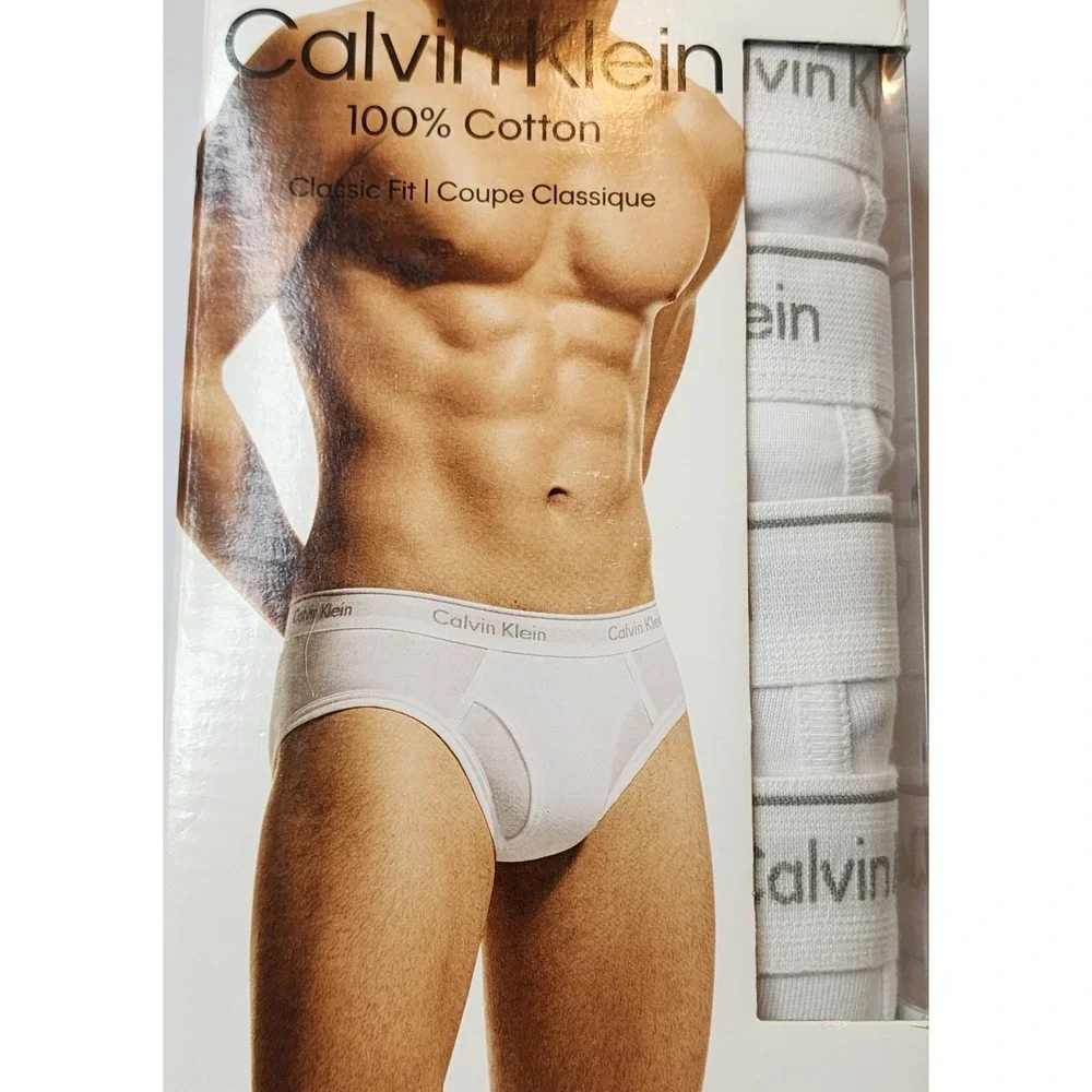 Calvin Klein Men's Hi p Brief Cotton Classic Fit Whie 4-Pack‎ Size XL